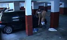 The black haired hot girl gets laid by her boyfriend in a car in an open car parking bay